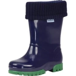 Term Footwear Shiny Wellies With Socks 13 Term Footwear Shiny Wellies With Socks -Cots Footwear Shop Navy Wellies2