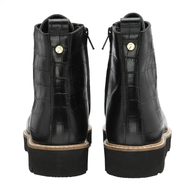 Black Croc-Print Leather Maya Lace-Up Ankle Boots | Ravel 3 Black Croc-Print Leather Maya Lace-Up Ankle Boots | Ravel - Image 3