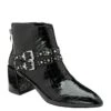 Black-Croc Ruby Patent Heeled Ankle Boots | Ravel