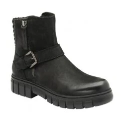 Black Leather Bantry Zip-Up Ankle Booots | Ravel