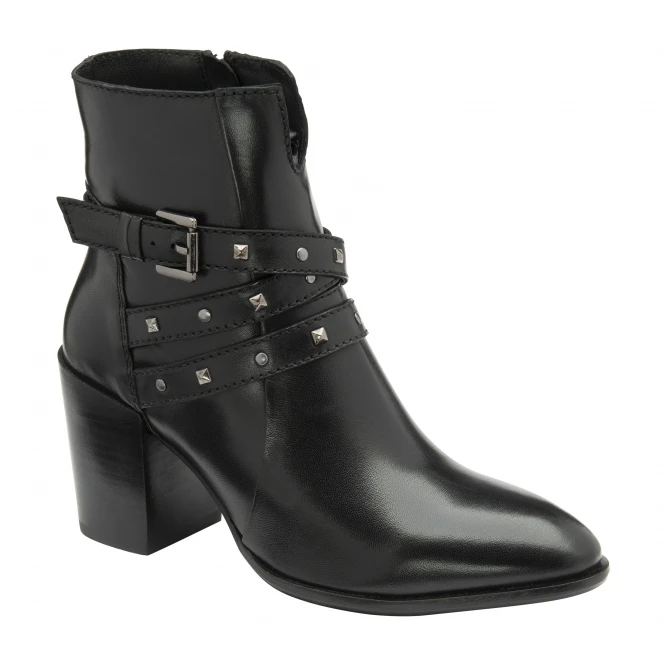 Black Leather Delvin Heeled Ankle Boots | Ravel 1 Black Leather Delvin Heeled Ankle Boots | Ravel