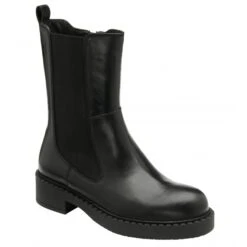 Black Leather Garvie Zip-Up Mid-Calf Boots | Ravel