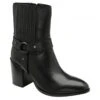 Black Leather Ohey Zip-Up Mid-Calf Boots | Ravel
