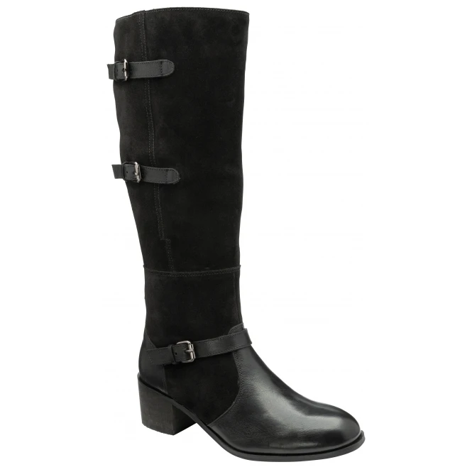 Black Leather & Suede Mary Knee High Boots | Ravel 1 Black Leather & Suede Mary Knee High Boots | Ravel