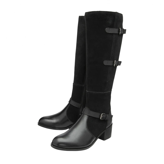 Black Leather & Suede Mary Knee High Boots | Ravel 2 Black Leather & Suede Mary Knee High Boots | Ravel - Image 2