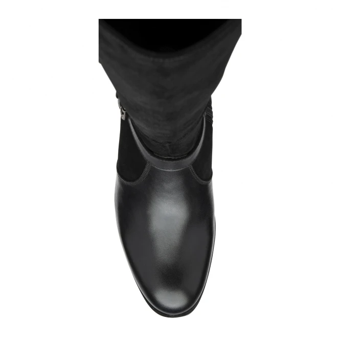 Black Leather & Suede Mary Knee High Boots | Ravel 4 Black Leather & Suede Mary Knee High Boots | Ravel - Image 4