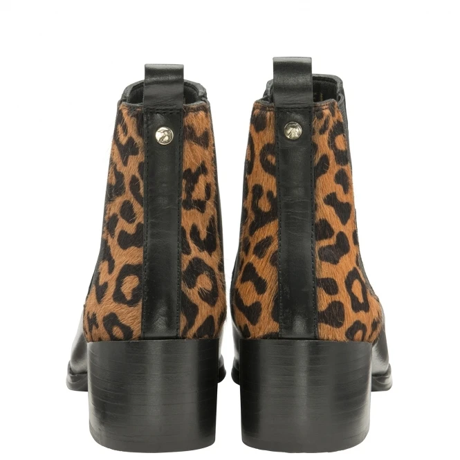 Black/Leopard Saxman Leather Heeled Ankle Boots | Ravel 3 Black/Leopard Saxman Leather Heeled Ankle Boots | Ravel - Image 3