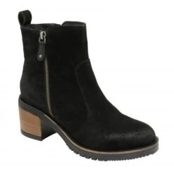 Black Suede Calder Zip-Up Ankle Boots | Ravel