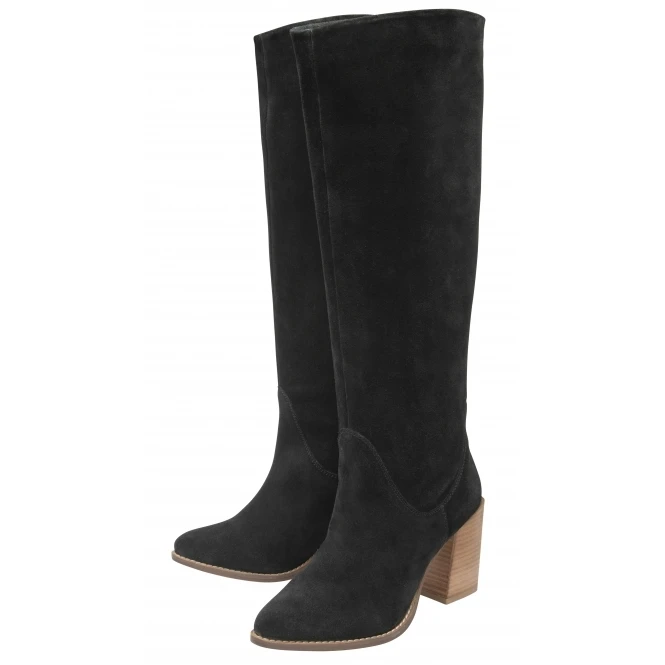 Black Suede Lumsden Heeled Knee High Boots | Ravel 2 Black Suede Lumsden Heeled Knee High Boots | Ravel - Image 2
