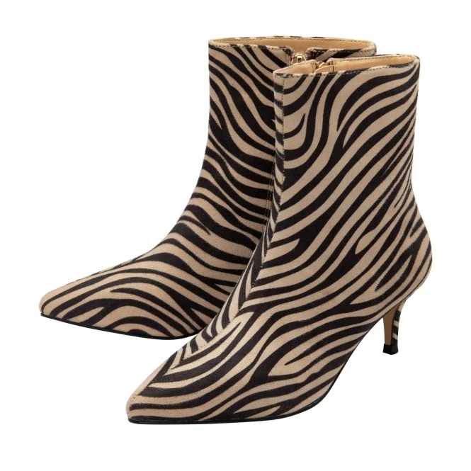 Brown & Beige Zebra-Print Currans Pointed-Toe Ankle Boots | Ravel 2 Brown & Beige Zebra-Print Currans Pointed-Toe Ankle Boots | Ravel - Image 2