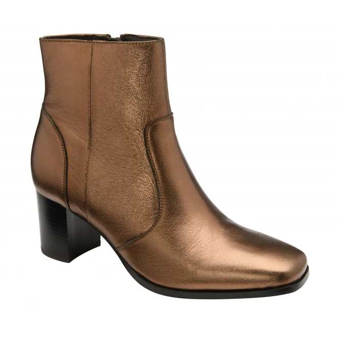 Copper Foil Leather Louth Heeled Ankle Boots | Ravel 1 Copper Foil Leather Louth Heeled Ankle Boots | Ravel
