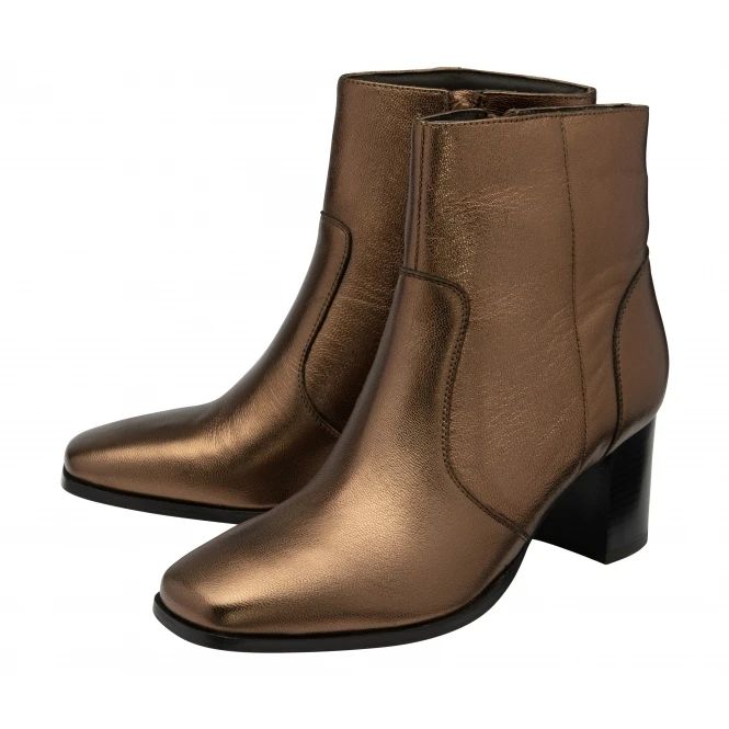 Copper Foil Leather Louth Heeled Ankle Boots | Ravel 2 Copper Foil Leather Louth Heeled Ankle Boots | Ravel - Image 2
