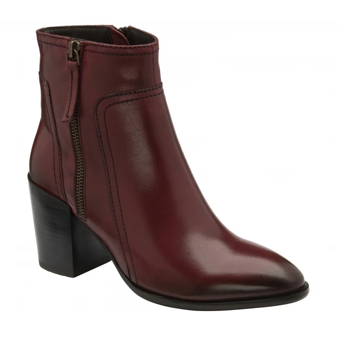Dark Red Leather Fossa Heeled Ankle Boots | Ravel 1 Dark Red Leather Fossa Heeled Ankle Boots | Ravel