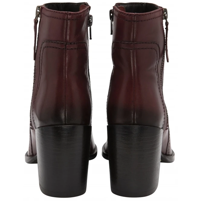Dark Red Leather Fossa Heeled Ankle Boots | Ravel 3 Dark Red Leather Fossa Heeled Ankle Boots | Ravel - Image 3