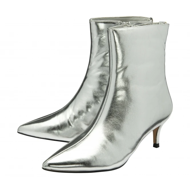 Silver Metallic Currans Pointed-Toe Ankle Boots | Ravel 2 Silver Metallic Currans Pointed-Toe Ankle Boots | Ravel - Image 2