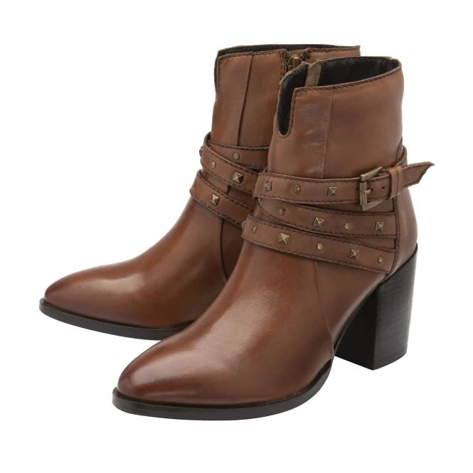 Tan Leather Delvin Heeled Ankle Boots | Ravel 2 Tan Leather Delvin Heeled Ankle Boots | Ravel - Image 2