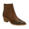 Tan & Snake-Print Leather Galmoy Heeled Ankle Boots | Ravel