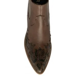 Tan & Snake-Print Leather Galmoy Heeled Ankle Boots | Ravel -Cots Footwear Shop tan snake print leather galmoy heeled ankle boots ravel p1742 10213 medium